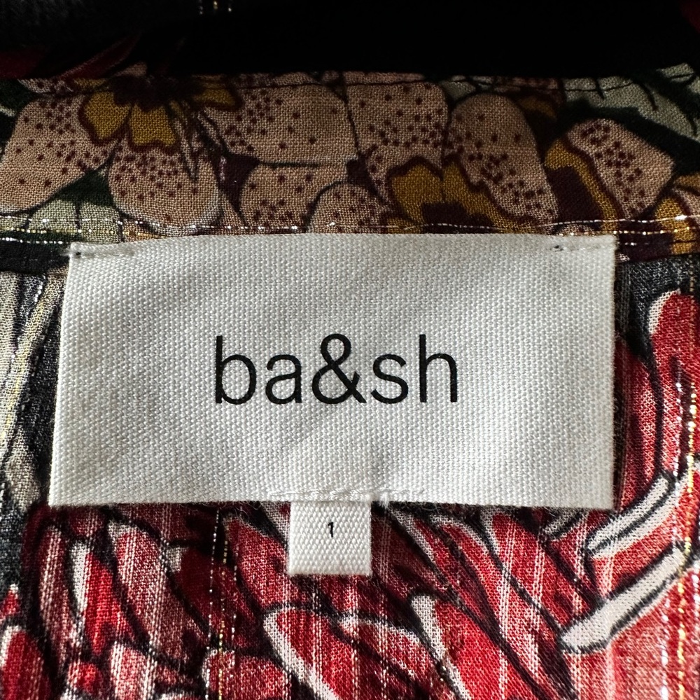 ba&sh Paprika Dress floral print Noir black mini popover swing shirtdress Size 1 - Picture 15 of 15